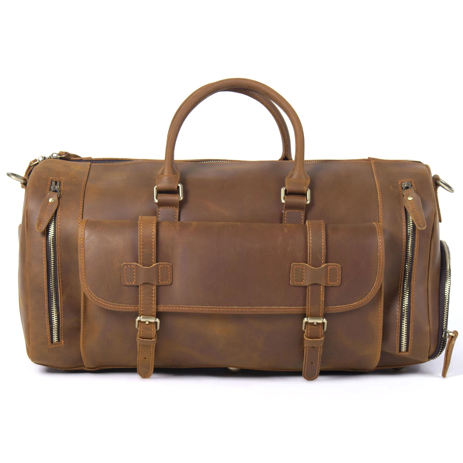 S.WORKER Echtleder-Reisetasche Klassische Vintage Vollnarbenleder-Reisetasche Wochenendtasche Sporttasche Handtasche – Detail 7