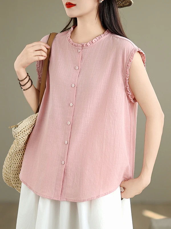 

Slimming Color Loose Svel round Ne irt Women's Summer Faion Youthful Wooden Trim irt Women