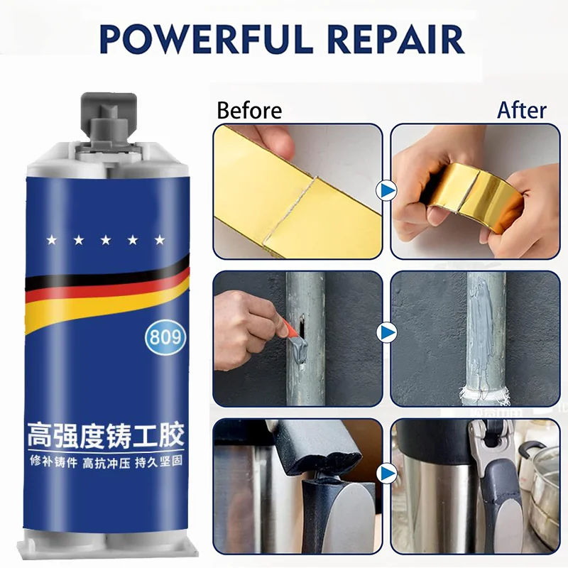 Super Strong Metal Repair Paste Heat Resistance 2 in1 Industrial AB Caster Glue Cold Welding Glue Magic Casting Adhesive Agent