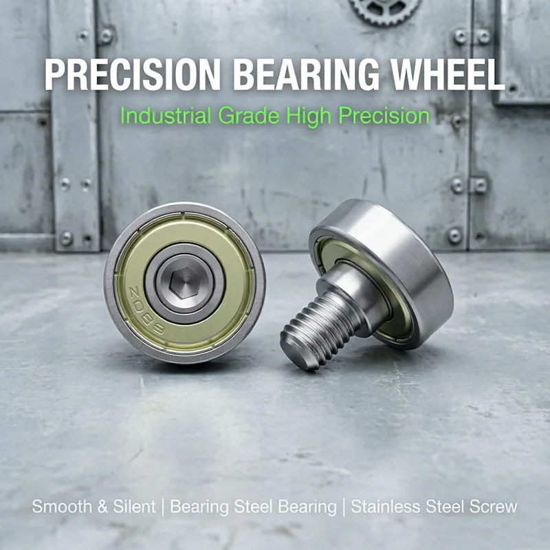5pcs OD 28mm External Thread Bearing Pulley M8 Metal Screw Bearing Wheel JS600128-8C5L10M8 SUS304 Stainless Steel Bolt Roller