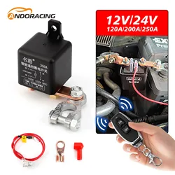 Car 120A-250A Battery Switch Relay 12/24V Control Battery Disconnect Remote Cut Off Isolator Switch with Remote Control Switch