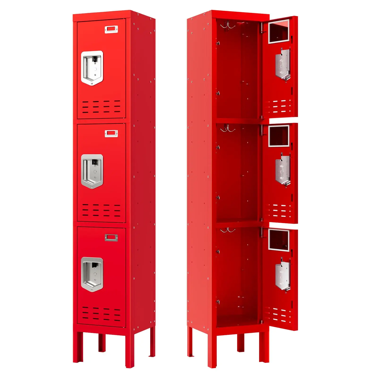 

Metal Locker with 3 Doors Employees Locker, Metal Storage Locker with Hooks, 66" Storage Cabinet Lockers for Employees, Home, Of