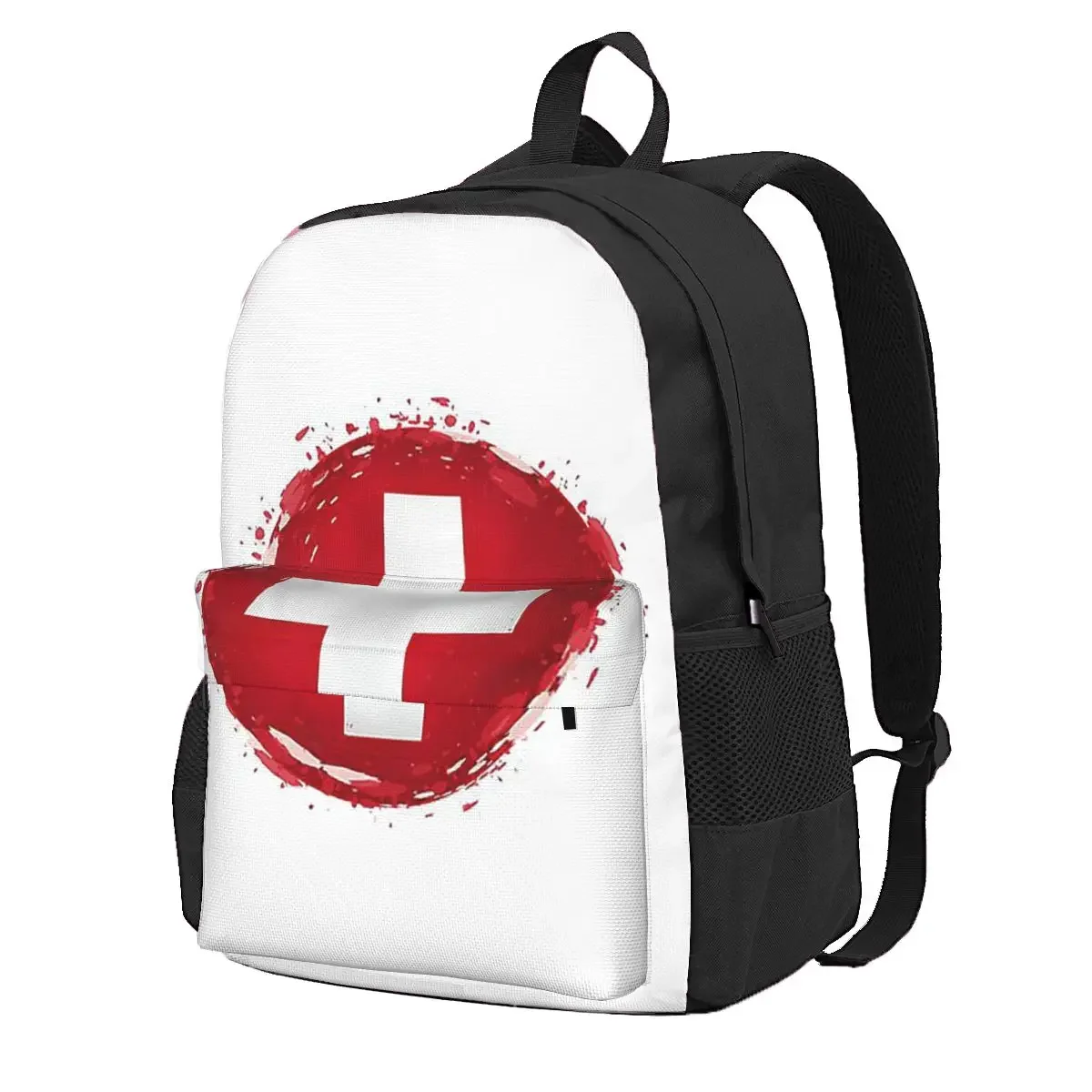 Swiss Switzerland Flag Student Backpack School Bag Hiking Travel Daypack for Boys Girls Fashion Bookbag Shoulder Bags