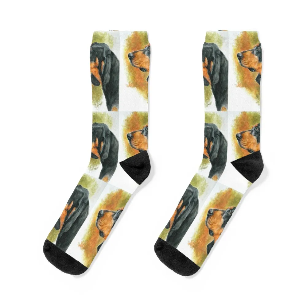 

Black & Tan Coonhound in Color Socks happy gym Rugby with print Socks Men's Women's