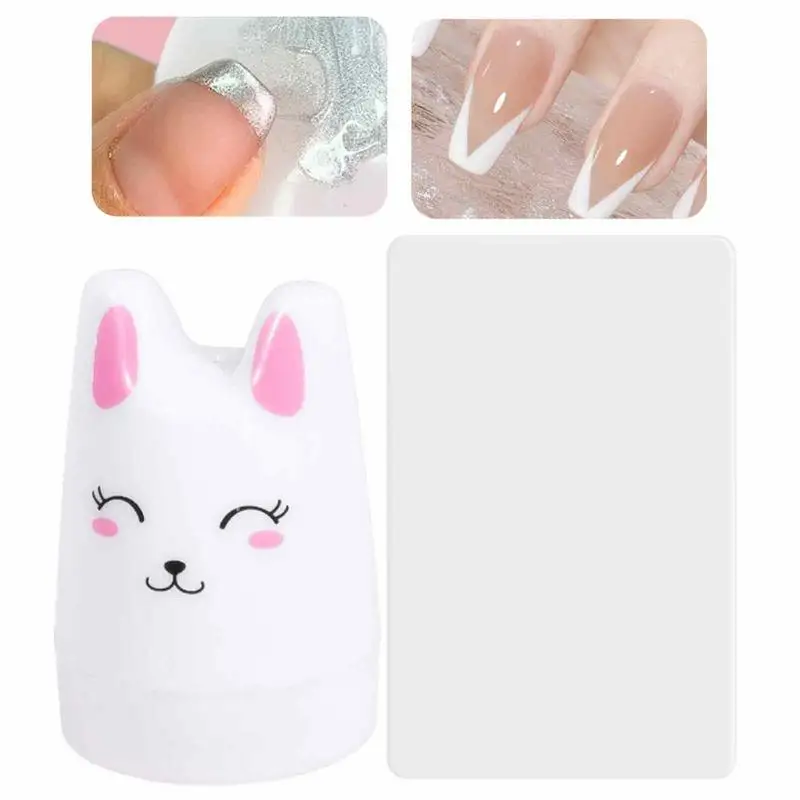 Nail Art Silicone Stamper Kit, Longo e Curto, Jelly Stamper para Unhas, Raspadores, Francês