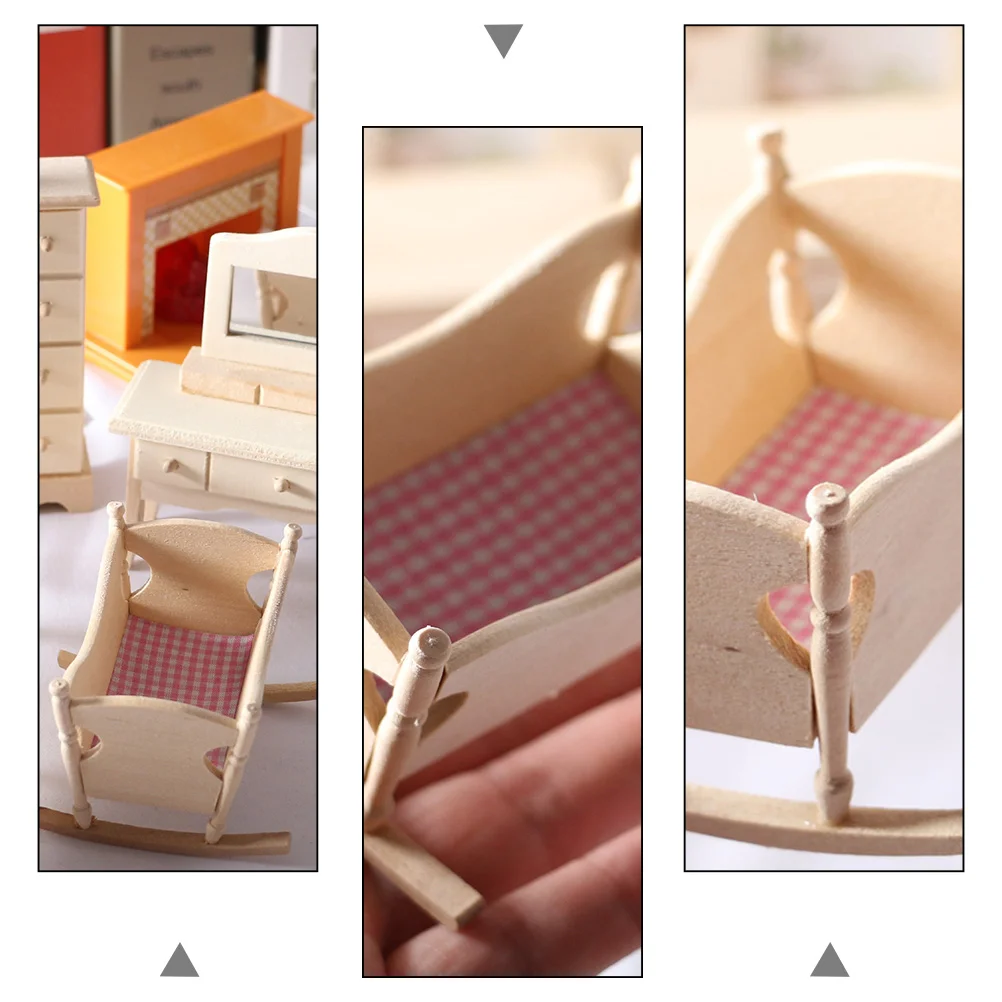 ของเล่นเด็ก House Cradle Miniature เฟอร์นิเจอร์ชุดอุปกรณ์เสริมไม้เด็ก