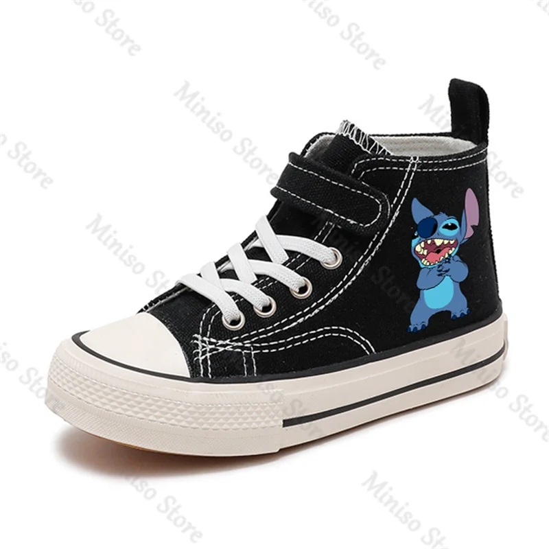 High-top Lilo Stitch Cartoon comfort Shoes Kid Canvas Boys Sport Shoes Girls Disney Casual  Children Print Boys Tennis Shoes