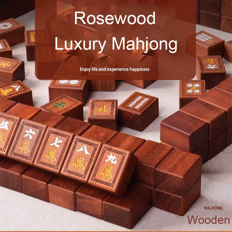 

Luxury 144pcs Wooden Mahjong Set, 37.5x28x21.5mm High Quality Mahjong Tiles, Family Party Table Game, Amazing Gift