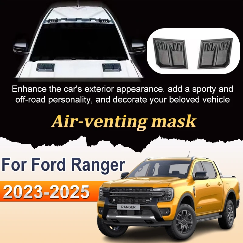 

Car Exterior Accessories ABS Bonnet Scoop For Ford Ranger T9 T6 MK2 Raptor 2023 2024 2025 Air Intake Grille Inlet Trim Car Parts
