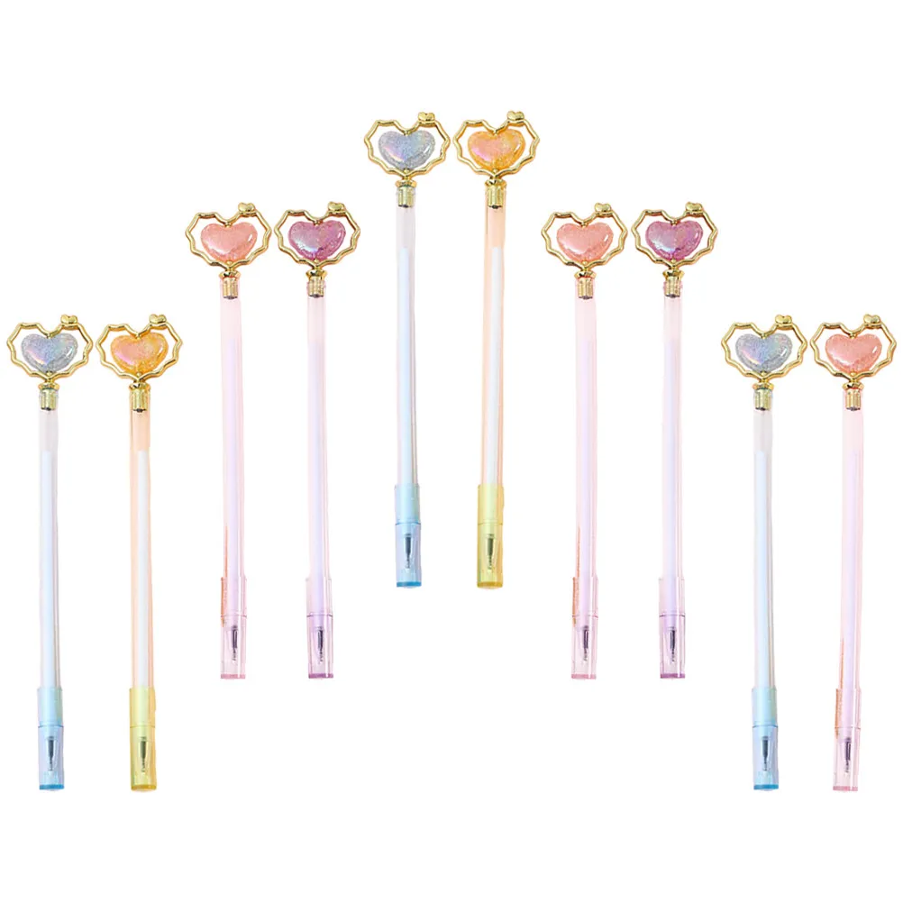 10Pcs Portable Heart Bead Gel Pens For School Writing Christmas Stocking Fillers Ergonomic Design Office Student