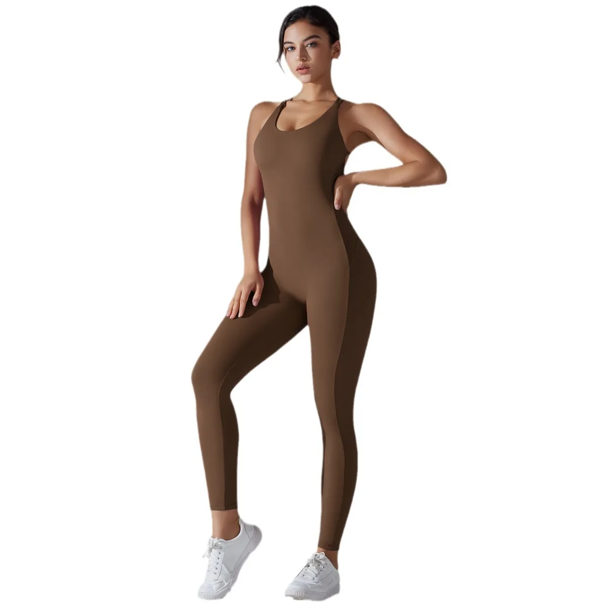 

New Suspender Beautiful Back Yoga Jumpsuit Peach Hip Lift Tight Running Jumpsuit Quick-drying Sports Jumpsuit