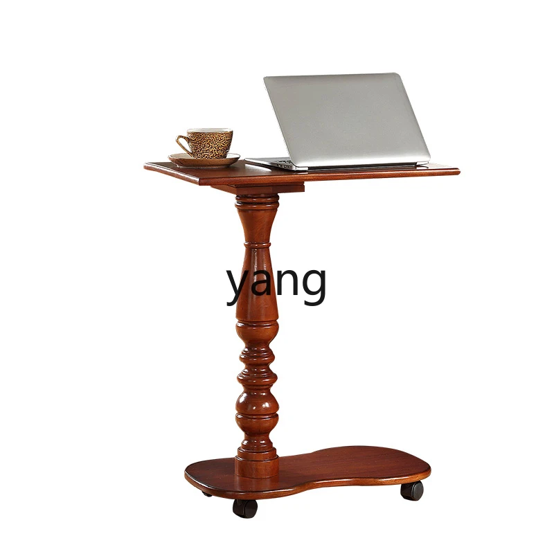 

xyy solid wood mobile table, lazy table, retro notebook computer table, mini study table