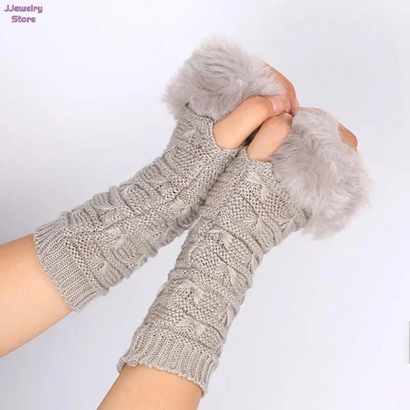 

1 Pair Furry Sleeves Warm Arm Sleeves Knitted Arm Sleeve Simplicity Decorative Sleeve Clothing Accessories Hemp Gloves