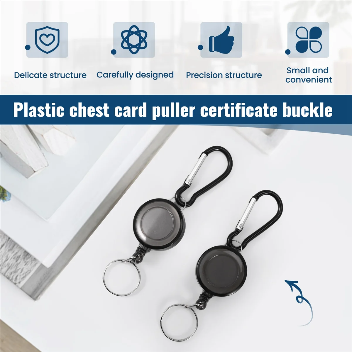 A03V 2 шт. БЕЙДЖНАЯ КАТУШКА - ВЫСТРОЙМЫЙ РЕЦЕЛЬ YOYO SKI PASS ID CARD ТРИМАЧ БРЕЛОК Цвет: Черный Количество: 2 шт.