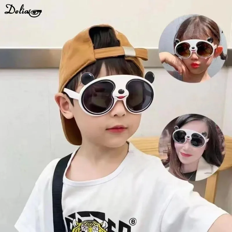 Fashion Cute Children Cartoon Panda Silicone Sunglasses Outdoor Personality Street Shooting Sunscreen UV Protection Sunglasses