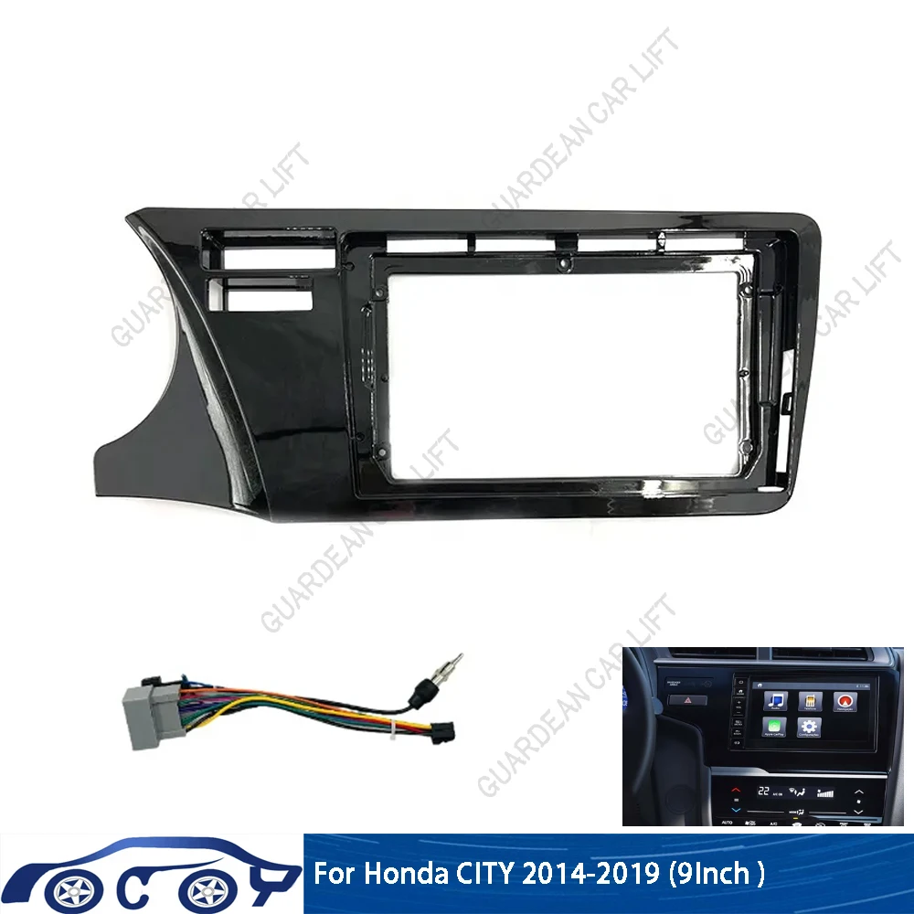 For Honda CITY 2014-2019(9INCH)Car Radio Fascias Android GPS MP5 Stereo Player 2 Din Head Unit Panel Dash Frame Installation Tri