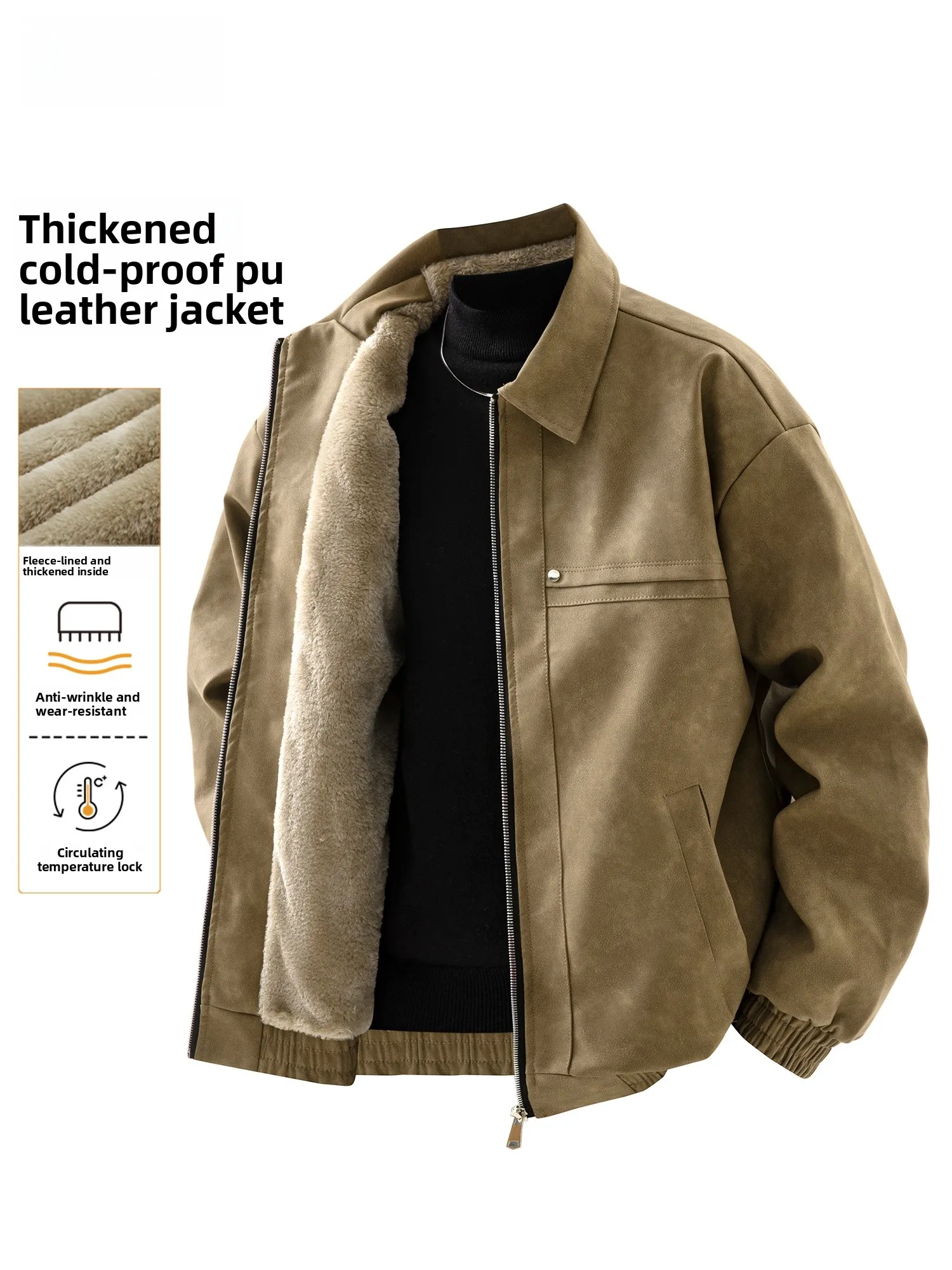 

Мужское зимнее джато из искусственной кожи Thiened Fce на подкладке, хлопковое пальто, мотоциклетная рабочая одежда, повседневная верхняя одежда от Warrior