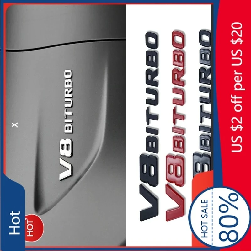 

2026 популярная автомобильная наклейка V8 BITURBO с буквенным логотипом, автомобильная наклейка для Mercedes Benz Twin Turbo, модификация крыла, аксессуары, этикетка