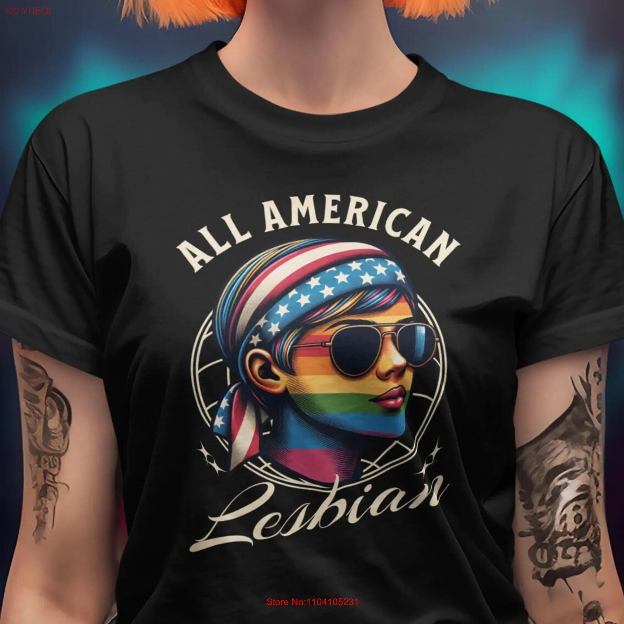 LGBT All American Lesbian T Shirt Gay Pride Parade Softstyle long or short sleeves