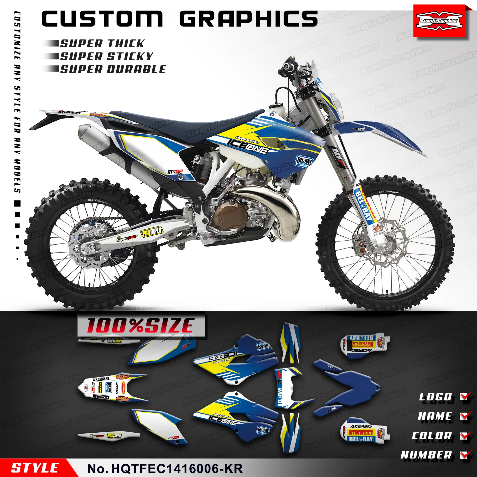 

KUNGFU GRAPHICS MX Racing Sticker Wrap Kit for Husqvarna TE125 TE250 FE350 FE450 FE501 / TC FC 125 250 350 450 2014 2015 2016