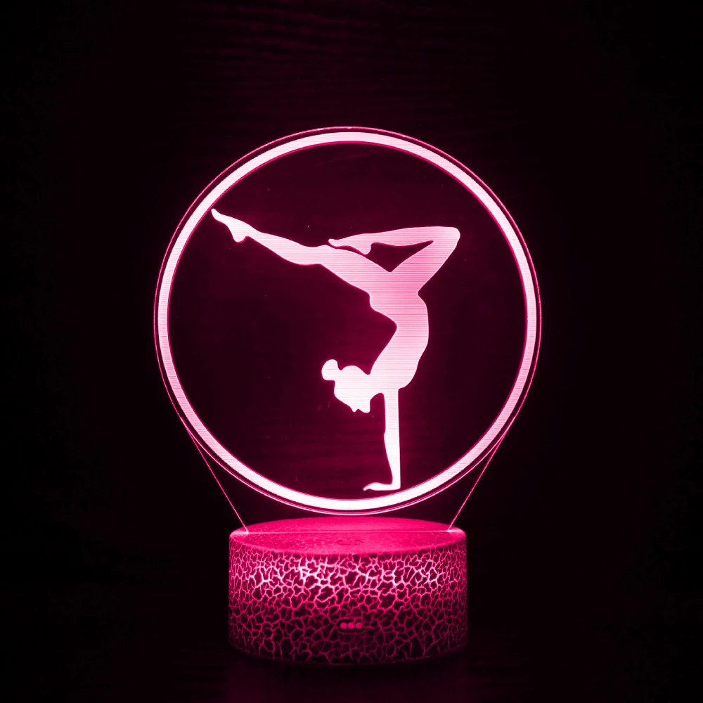 Nighdn Artistic Gymnastics 3D Night Light for Girls Room Decor LED Optical Illusion USB 7 Color Change Birthday Christmas Gift