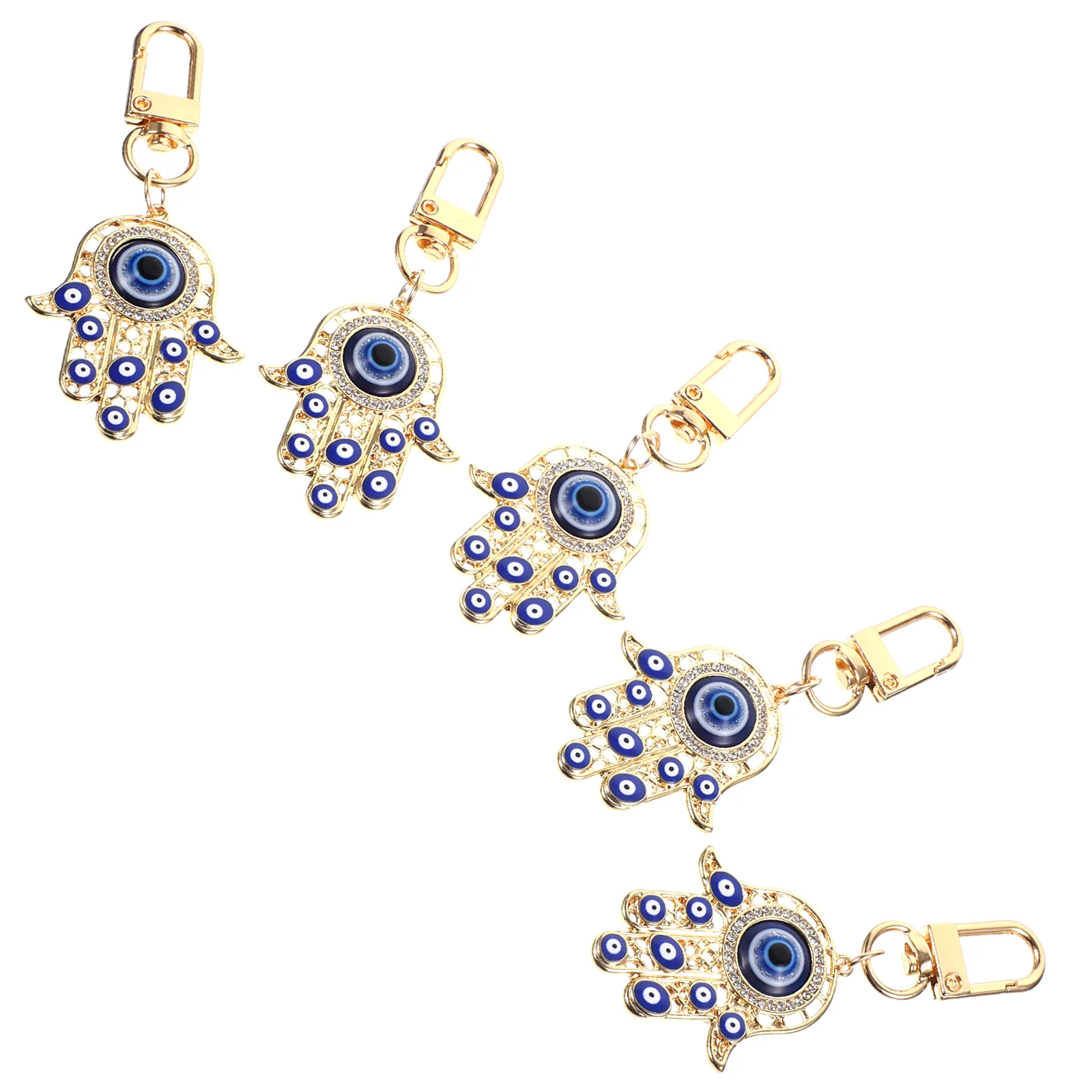 5 ชิ้นมือของฟาติมาพวงกุญแจกระเป๋าถือจี้แหวนตกแต่งโซ่ Evil Eye Charms ตกแต่งแขวนพวงกุญแจรถ Fob