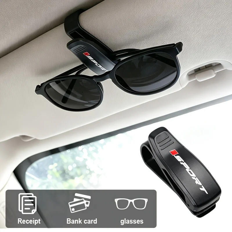 Sport-Style Car Visor Sunglasses Clip: Business Card and Card Holder — Universal Visor Storage Accessory