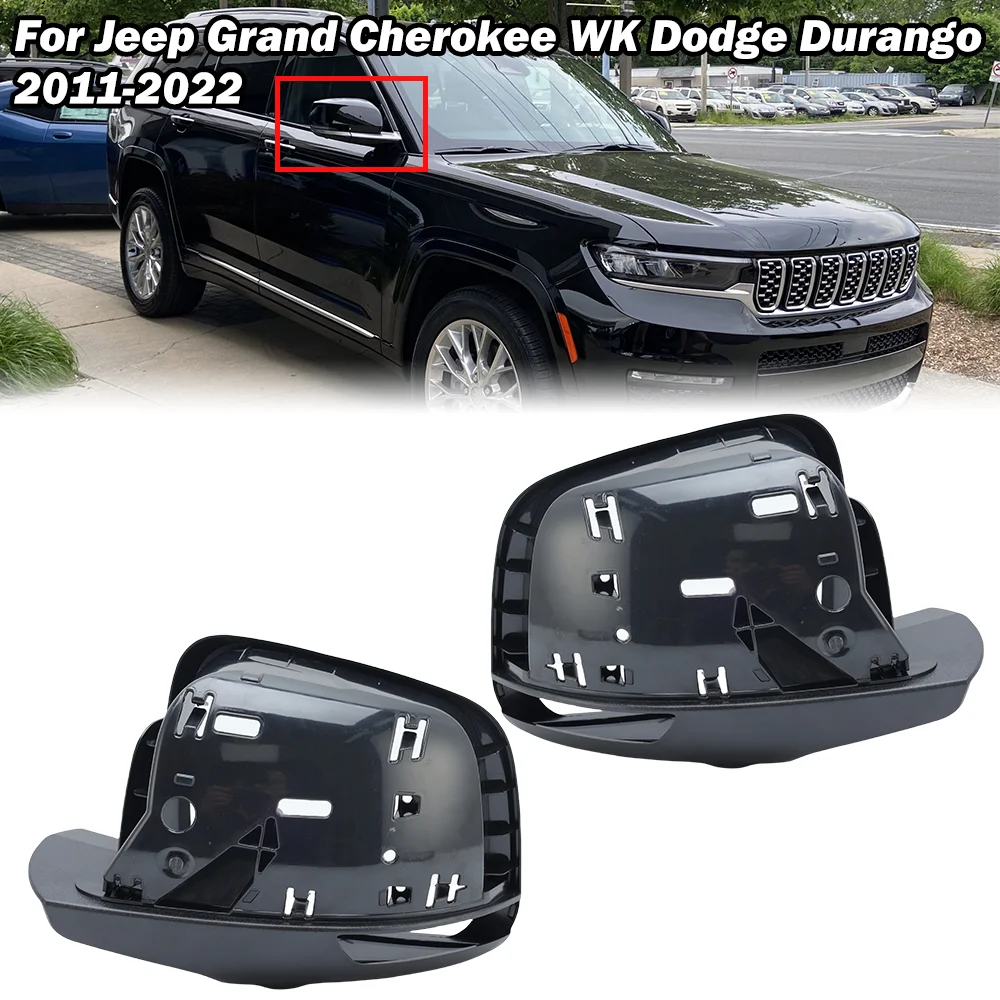 Side Rearview Mirror Frame For Jeep Grand Cherokee WK Dodge Durango 2011-2022 Texture Black Door Mirror Frame Car Accessories