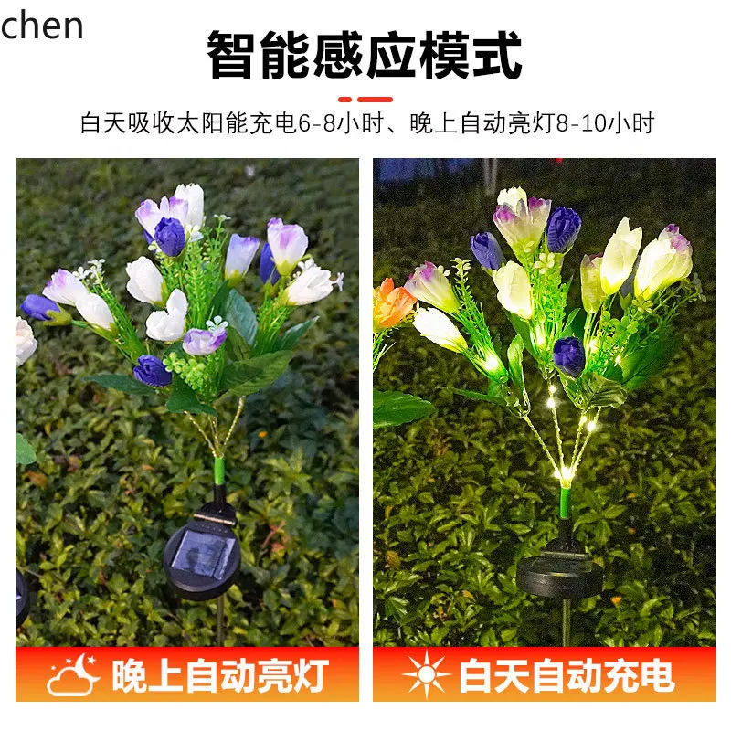 Zml solar tulip outdoor waterproof ground insert lawn garden courtyard decoration