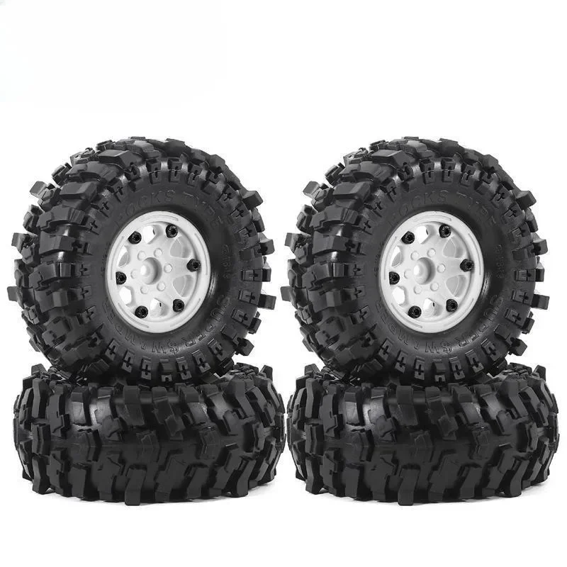 

4pcs 118mm 1.9 Beadlock Wheel Rim Rubber Tire Set for 1/10 RC Crawler Car TRX4 RC4WD D90 D110 Axial SCX10 MST