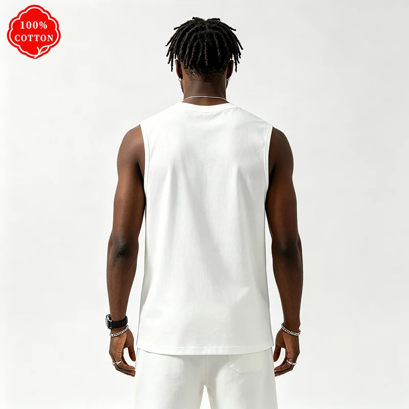 Chaleco sin mangas informal de verano 100% algodón para hombre, top sin mangas con cuello redondo, transpirable y holgado-H15