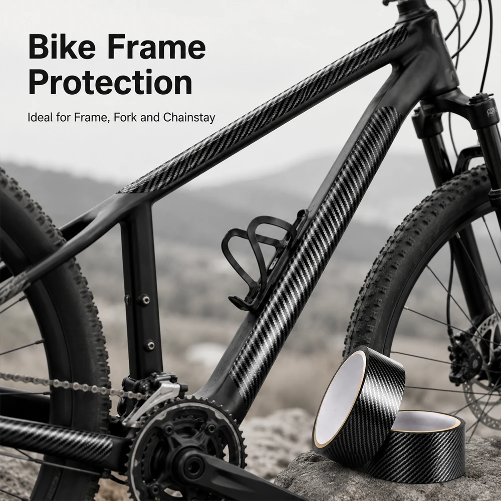 Paint Safe 9D Carbon Fiber Decor Tape Anti-Scratch Cover For MTB Road Bike Frame Fork Top Tube Protection Carbon Fiber Tape