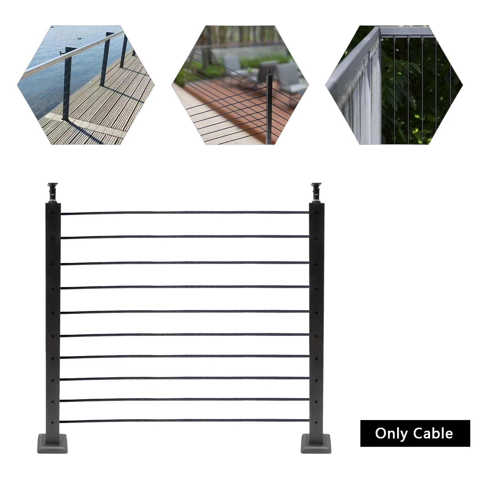 250ft 1/8 "أسود سلك حبل 316 الفولاذ المقاوم للصدأ البحرية الصف للداخلية درابزين كابل الطائرات درج سطح السفينة المبارزة