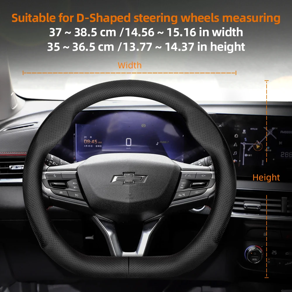 For Chevrolet D-Shaped Steering Wheel Cover Ultra-Thin Camaro Monza Tracker Cruze Accesorios Micro Fiber Leather Breathable