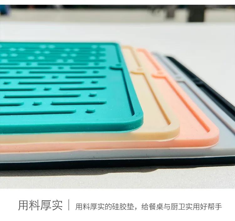 Description Picture 3 of item1 Pc Silicone Drain Mat Board Bowl Dish Drying Mats Sink Drainer Large Heat Resistant Table Trivet Kitchen Counter Accessories
