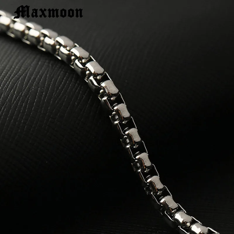 Maxmoon men Stainless Steel bracelet 2/3/4/5mm Square Rolo chain Bracelet bangle women for men gift Good quality whosale