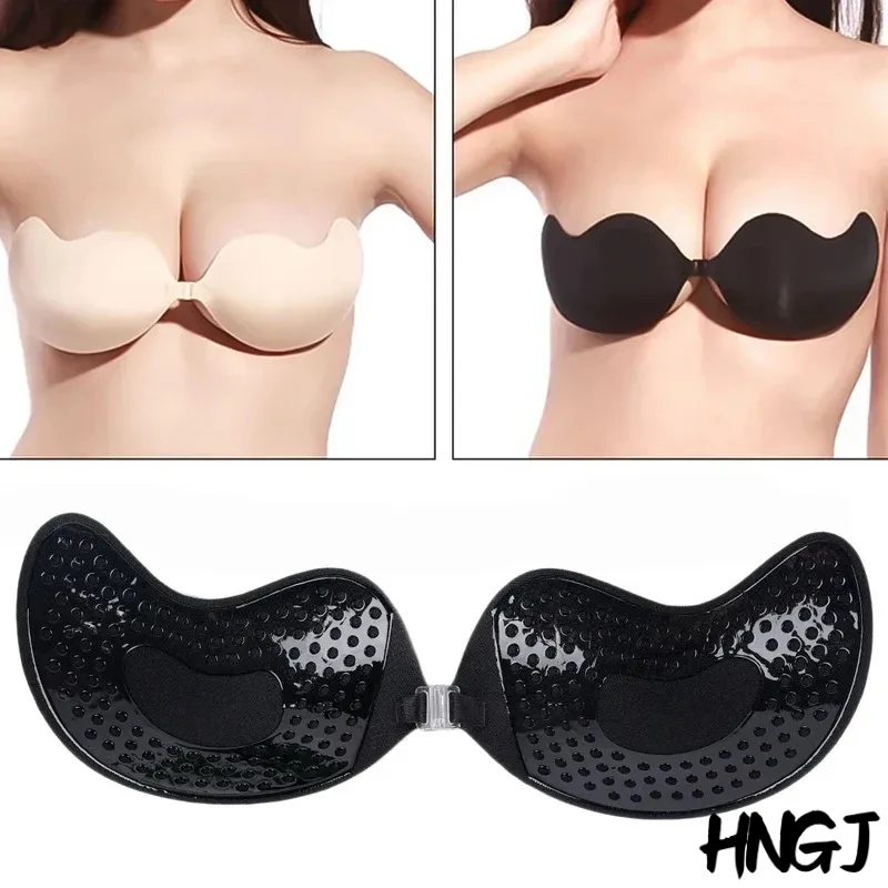 2026 New Sexy Women Invisible Push Up Bra Self-Adhesive Silicone Bust Front Closure Sticky Bra Skin Backless Strapless Bra