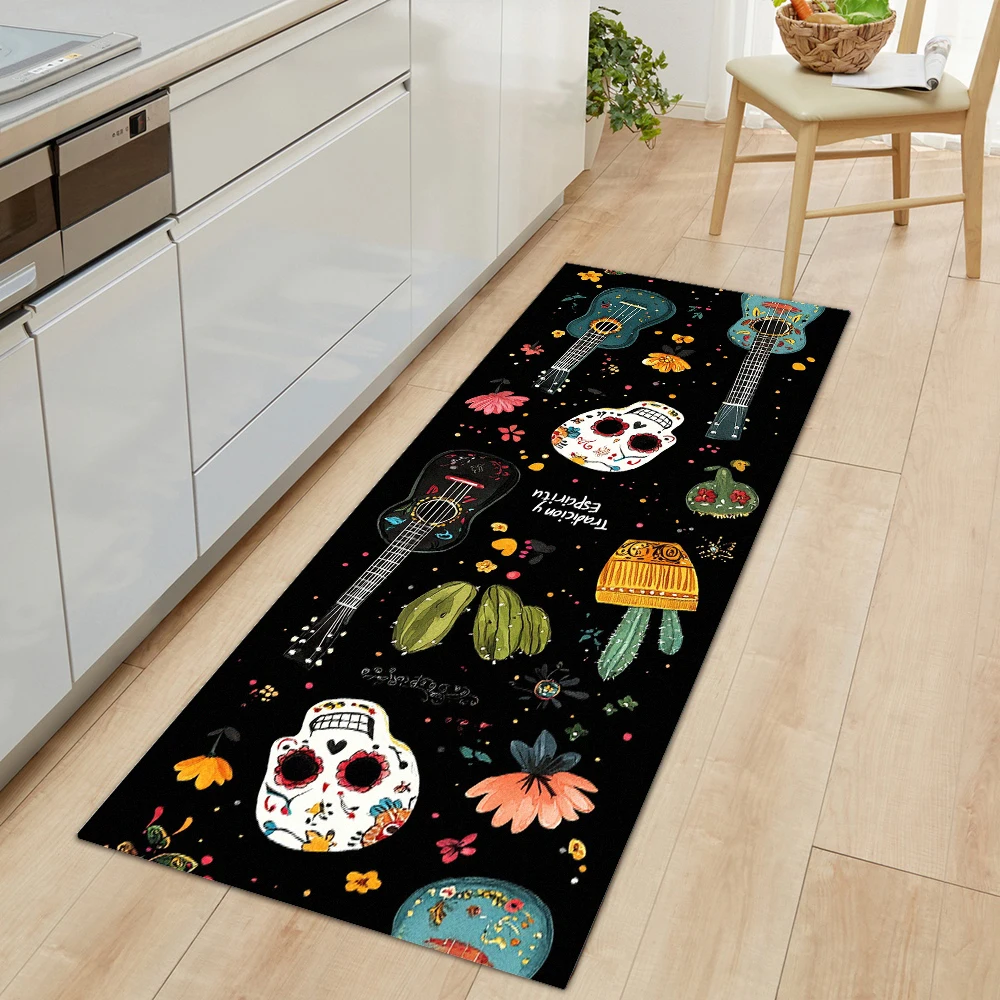 

Halloween Mat Pumpkin Flower skull Floor Mat Home Decorative Living Room Rug Anti-Slip Mat Kitchen Carpet Doormat