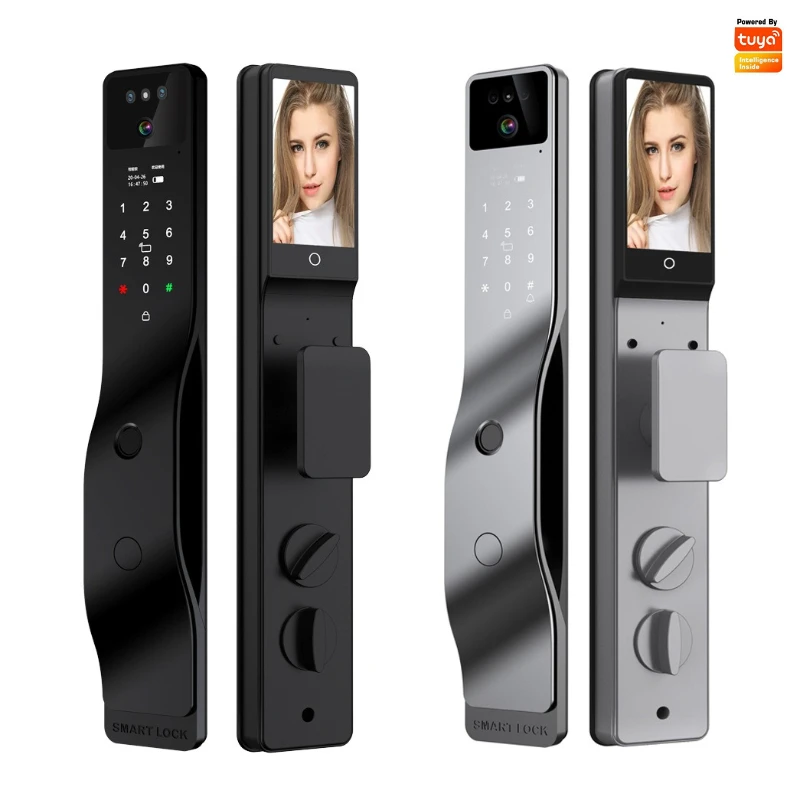 3D Facial Recognition Lock Israel 6590 Cylinder Smart Fingerprint Password IC Card Lock Security Electronic Door
