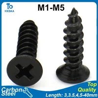 M1 M1.2 M1.4 M1.5 M2 M2.6 M3 M3.5 M4 M5 Punta afilada avellanada Óxido negro Tornillos autorroscantes de cabeza plana Phillips de acero al carbono