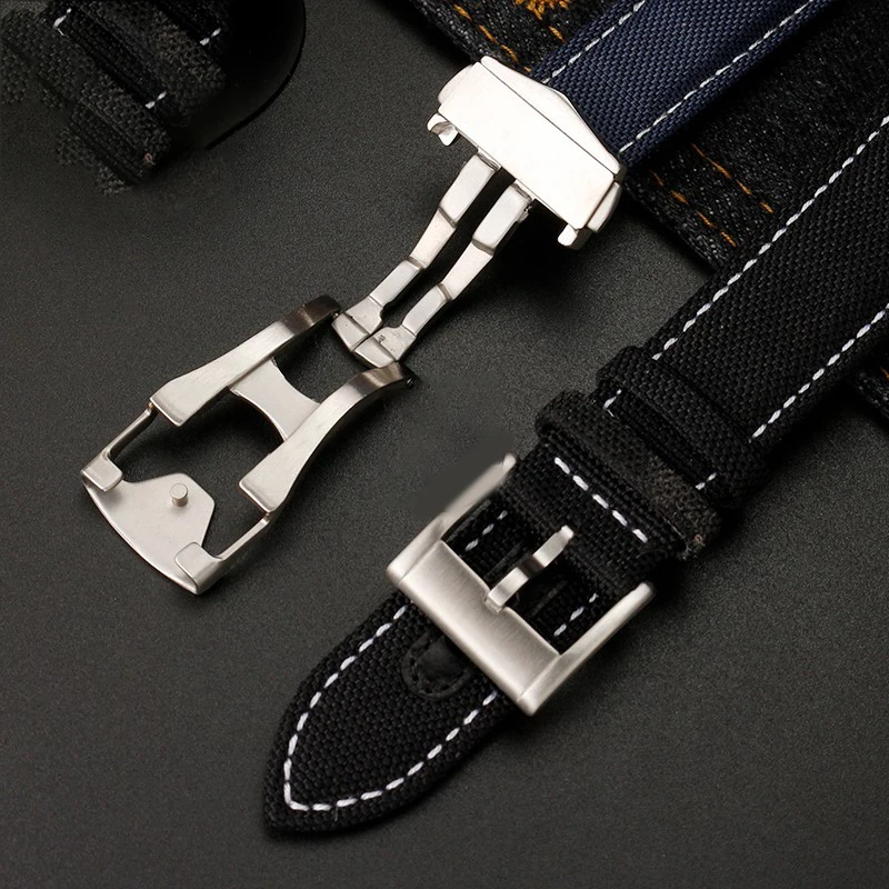 Suitable for Omega Speedmaster Snoopy 310 Canvas Cowhide Bottom Watch Strap New Seahorse AT150 Nylon Watch Strap 19mm 20mm