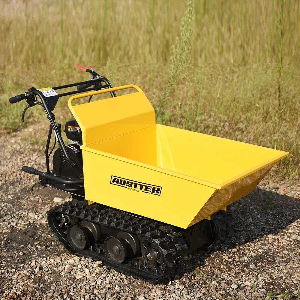 Garden Small Transporter Gasoline Powered Mini Wheelbarrow Track Dumper Mini Crawler Dumper 300kg