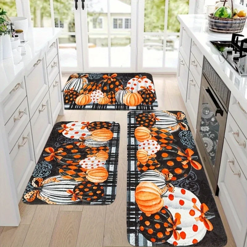 Halloween Pumpkin 1/2/3pcs Set Floor Mat Kitchen Dining Room Corridor Patio Front Door Carpet Bedside Living Sofa Side Area Rug