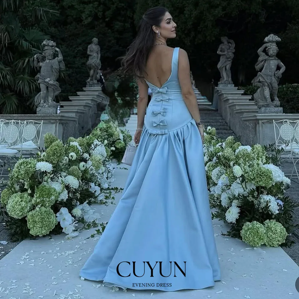 

CUYUN сексуальное женское вечернее платье с открытой спиной и бантом 2022, платья для торжественных мероприятий, синее платье без рукавов по индивидуальному заказу, длинное платье для выпускного вечера