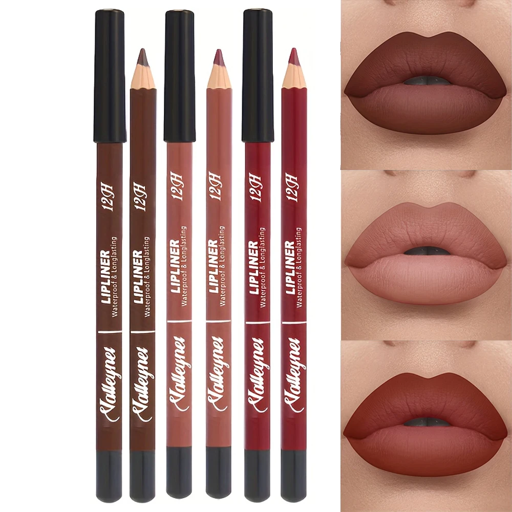 Set di matite per labbra opache in velluto a 6 colori - Tonalità versatili a lunga durata Trucco labbra a lunga durata Matita per labbra bacche, marroni, rosa