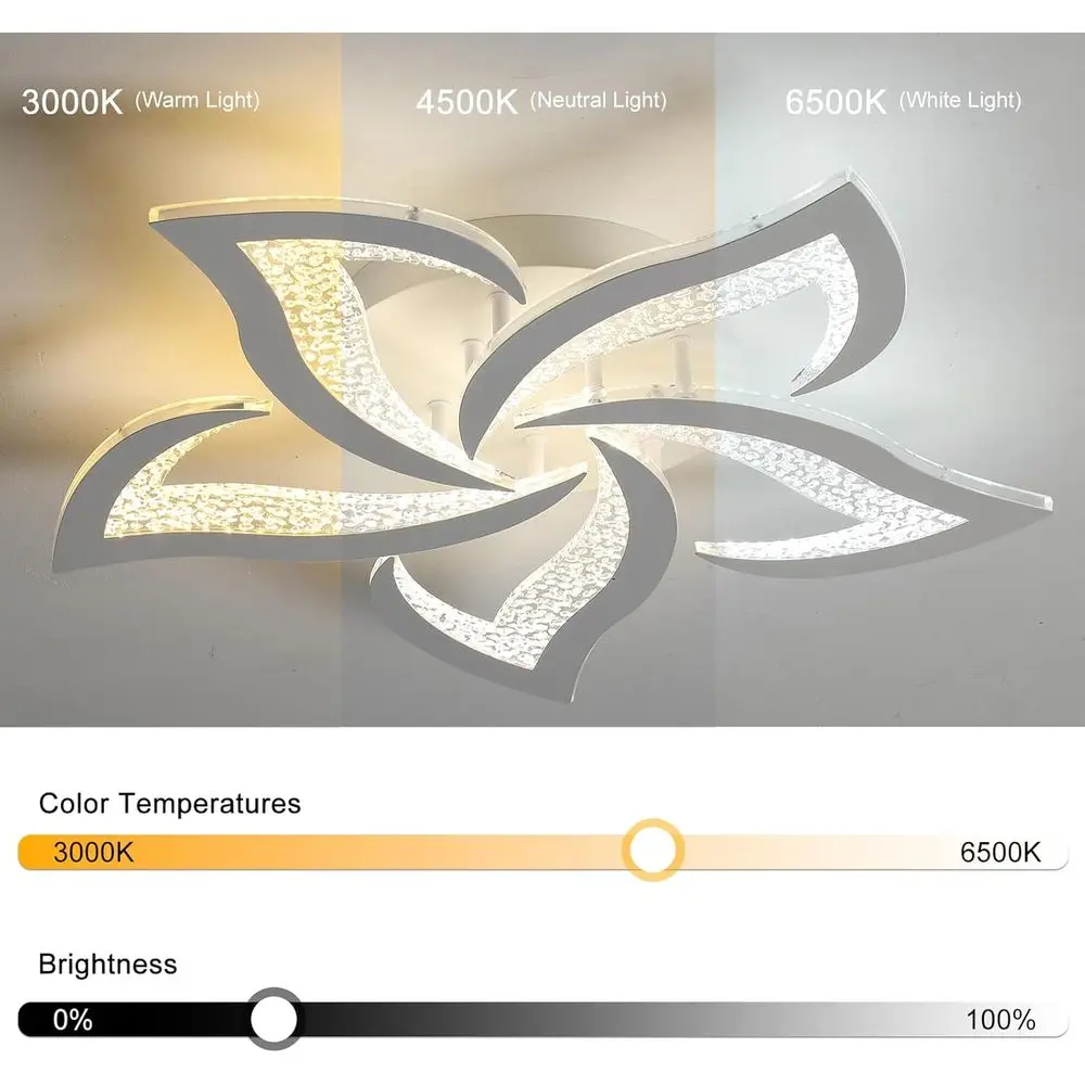 Dimmable LED Ceiling Light, 23.6 Chandelier, Mount, Remote Control, Acrylic Lower Ceiling Lamp Fixture for Living Room, Dining R