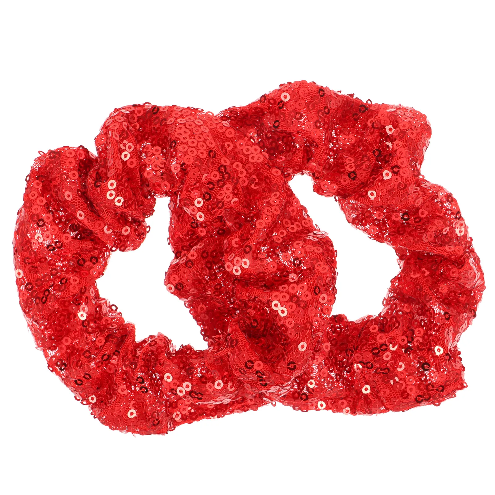 

2PCS Hair Scrunchies Christmas Sequins Hair Rope Colored Glitter scrunchie Fluorescent Elastic Hair Band Ponytail Hair Accessory