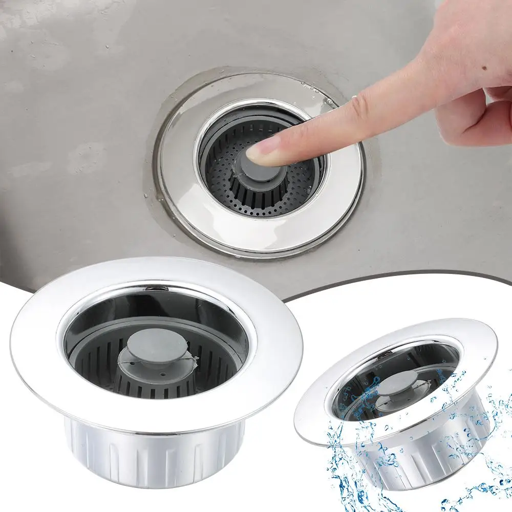

New 3 in 1 Kitchen Sink Drain Strainer Stainless Steel Pop-up Sink Plug Anti-Clog Sink Food Catcher Basket