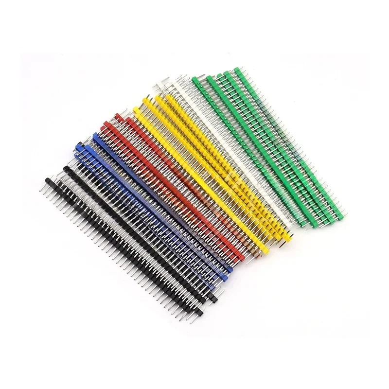 30pcs Color row stitch 2.54 Pitch 1 x 40P Single Straight White Red Blue Yellow Green Black PCB pin strip for Arduino