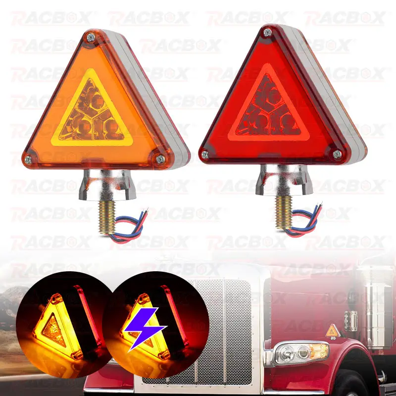 

3 inch Triangle Double Face LED Pedestal Fender Light Flash Halo Turn Signal Side Marker Lamp 12V 24V For Truck Trailer Lorry RV